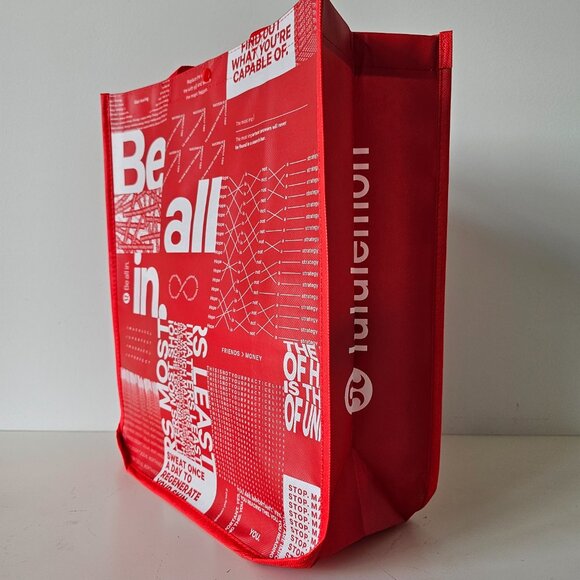 3 x New LULULEMON Black White Red BE ALL IN Reusable Shopping Bags Large - Picture 7 of 7